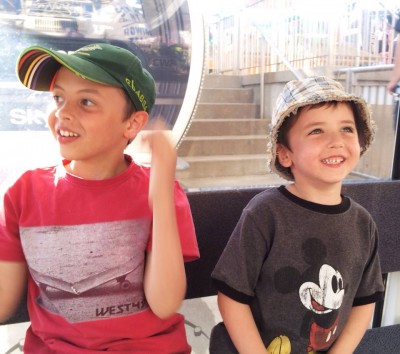 Sons enjoying a ride on the Skywheel in Niagara Falls. 