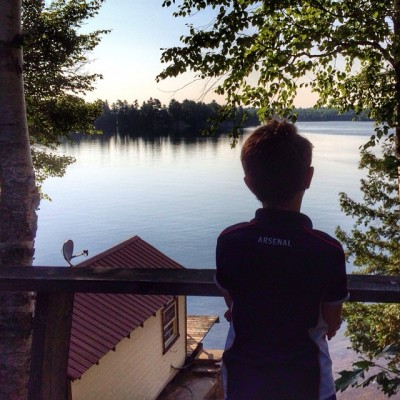 My oldest son enjoying the view in Kawartha Lakes, Ontario. 