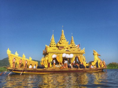 Royal Karaweik barge. Myanmar festivals.