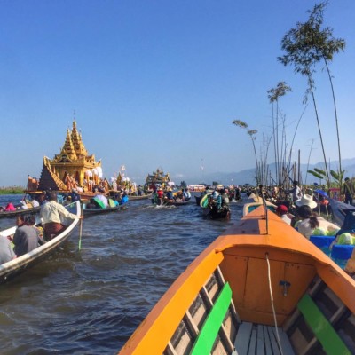 Procession at the Phaung Daw Oo Pagoda Festival in Inle Lake, Myanmar. Myanmar festivals.