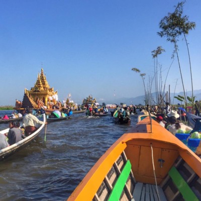 Procession at the Phaung Daw Oo Pagoda Festival in Inle Lake, Myanmar. Myanmar festivals. 