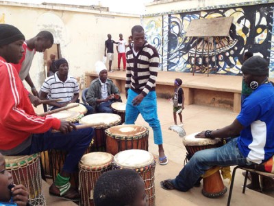 Watching a local Djembe group practice in Senegal, solo traveller experiences