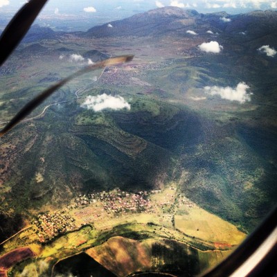 Flying over the Blyde River Canyon in South Africa, approaching Hoedspruit in the Limpopo province