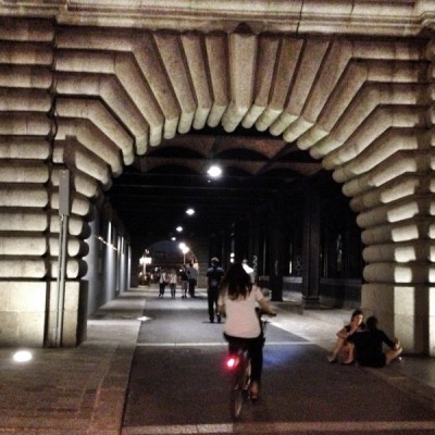 Riding a Velib bike in Paris 