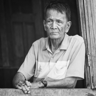 Inle Lake Myanmar portrait in black and white