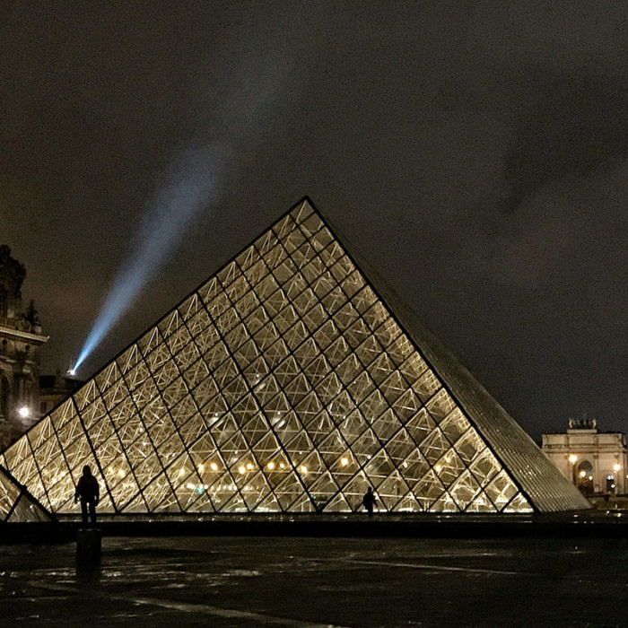 Louvre Pyramid at night
