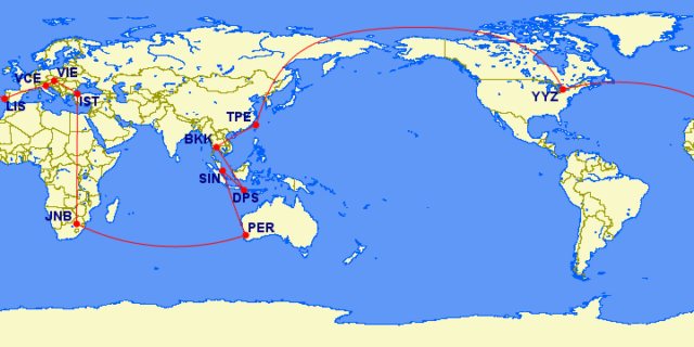 Aeroplan trip with 3 stops