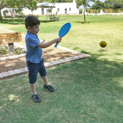 Son playing sports at Vergenoegd