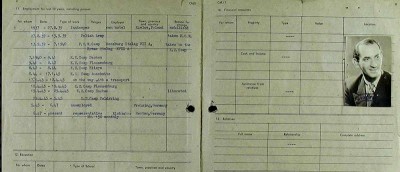 My grandfather's papers that showed where he was imprisoned and liberated from during the Holocaust.
